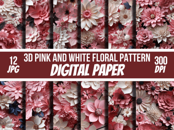3D Pink and White Floral Pattern: A Versatile Design for Creative Projects