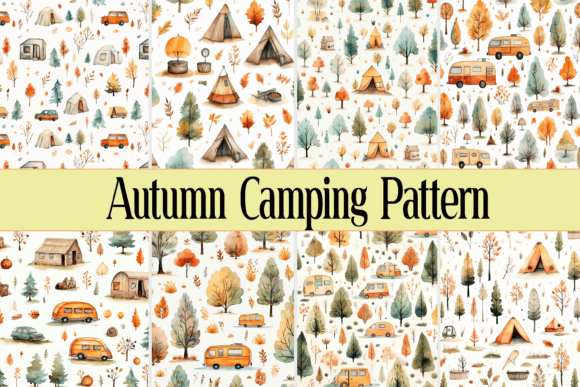 Autumn Camping Pattern: A Digital Background for Nature Lovers
