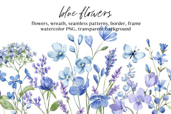 Blue Flowers Watercolor PNG Clipart: A Versatile Resource for Creative Projects