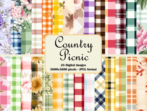Country Picnic Pattern Bundle: A Versatile Digital Resource for Creative Projects