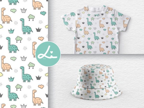 Cute Dinosaur and Tree Seamless Pattern