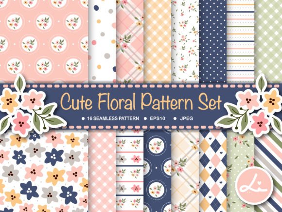 Cute Floral Digital Papers Set