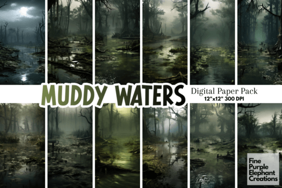 Immerse Yourself in the Eerie Allure of Spooky Swamp Scary Halloween Jungle with Muddy Waters Digital Paper