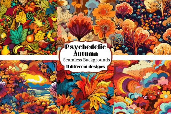 Psychedelic Autumn Seamless Backgrounds: A Creative Resource for Artists and Crafters