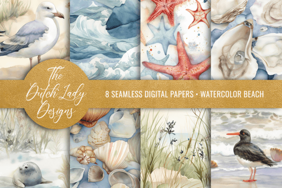Seamless Watercolor Beach Patterns