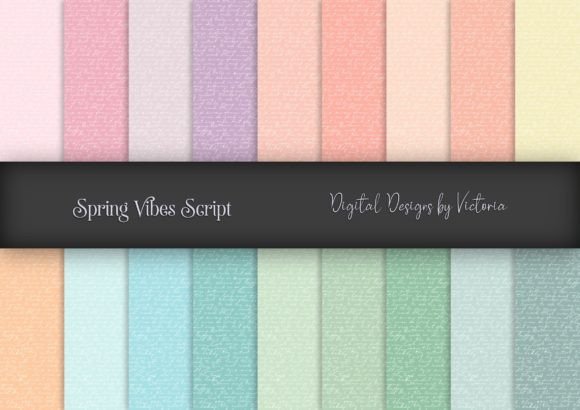 Spring Vibes Script Digital Papers