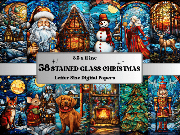 Stained Glass Christmas Digital Paper