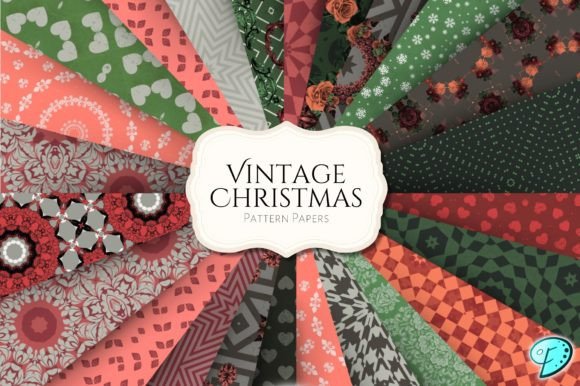 Vintage Christmas Pattern Paper Pack: A Digital Download for Creative Projects