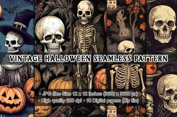 Vintage Halloween Seamless Pattern