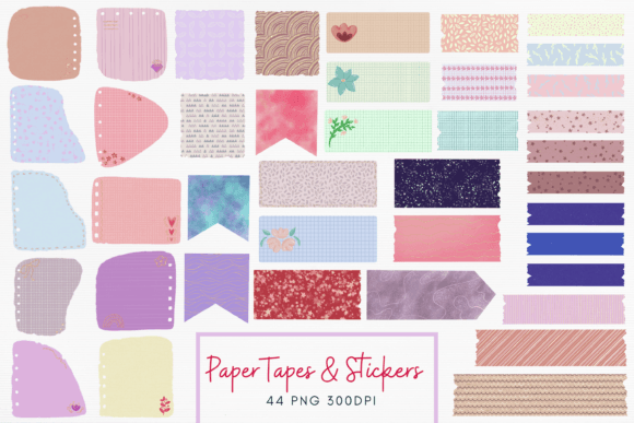 Washi Tape Stickers PNG Bundle