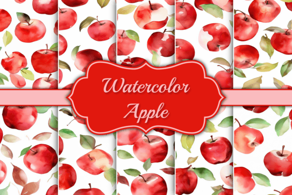 Watercolor Apple Pattern Background: A Versatile Digital Design for Creative Projects