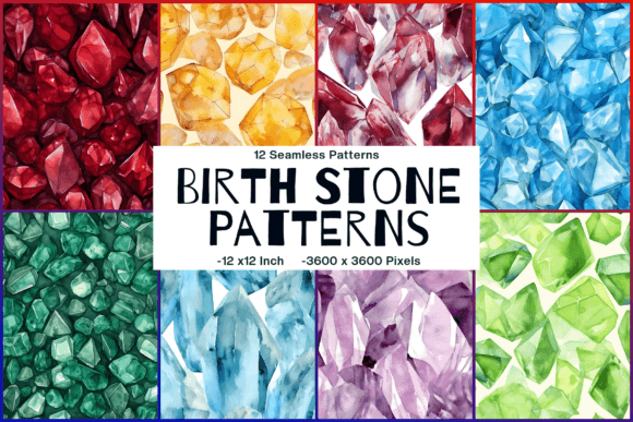 Watercolor Birthstone Seamless Patterns: A Creative Resource for Designers and Creators