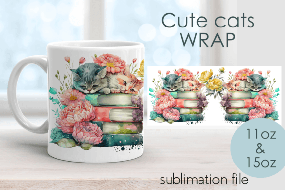 Watercolor Cute Kittens Stack Books MUG: A Creative Way to Personalize Your Everyday Life