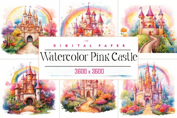 Watercolor Pink Castle: A Versatile Design Asset for Digital Projects