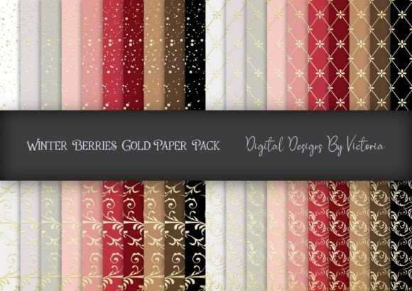 Winter Berries Gold Paper Pack: A Versatile Digital Resource for Creative Projects
